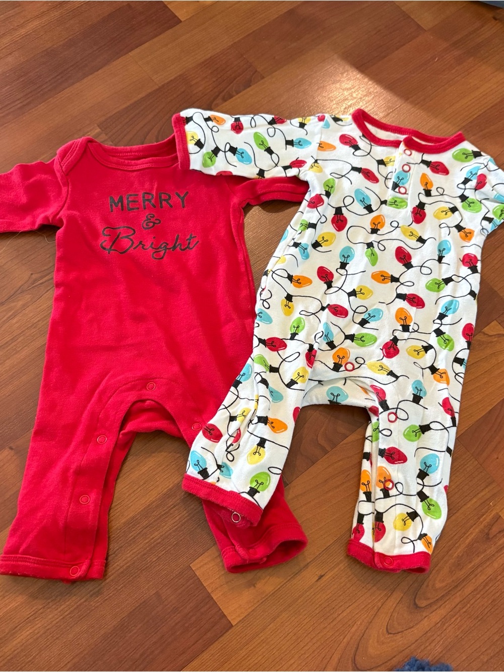 Christmas Red & Multi Light-Print Baby One-Piece Set 0-3 months